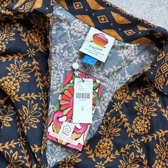 NWT Farm Rio Long Sleeve Tie Front Midi Dress - Picture 4 of 4